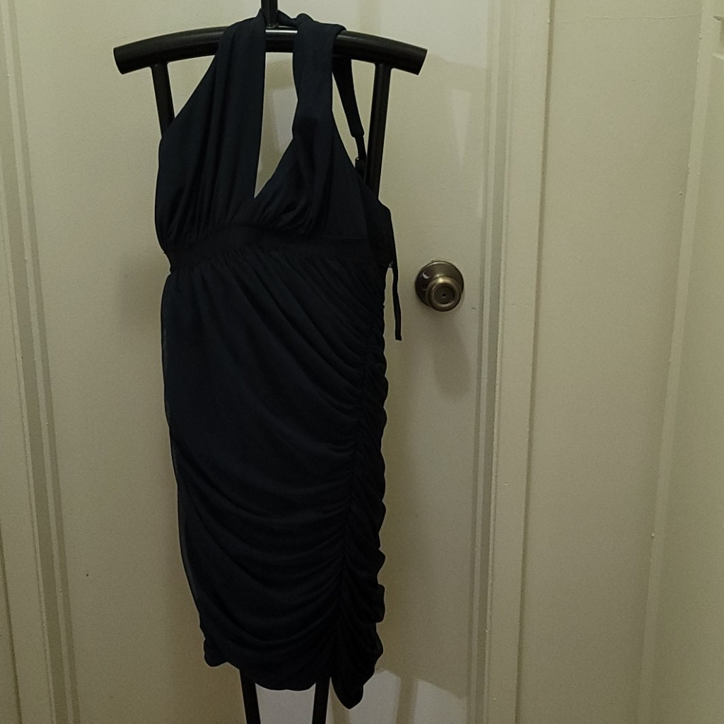 Bcbg Dark Blue Dress With Black Cinch